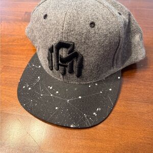 Into the AM Grey Wool Snapback Hat with Black Space-Print Brim